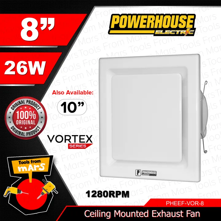 Powerhouse Fans POWERHOUSE Electric Exhaust Fan Ceiling Mounted Vortex Series 8