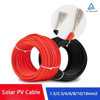 สายเคเบิลแผงโซล่าการเชื่อมต่อ DC 16 10 6 4 2.5 1.5mm2 6 8 10 12 14 16AWG,สายเส้นทองแดงสีแดงสีดำสำหรับระบบพลังงานแสงอาทิตย์