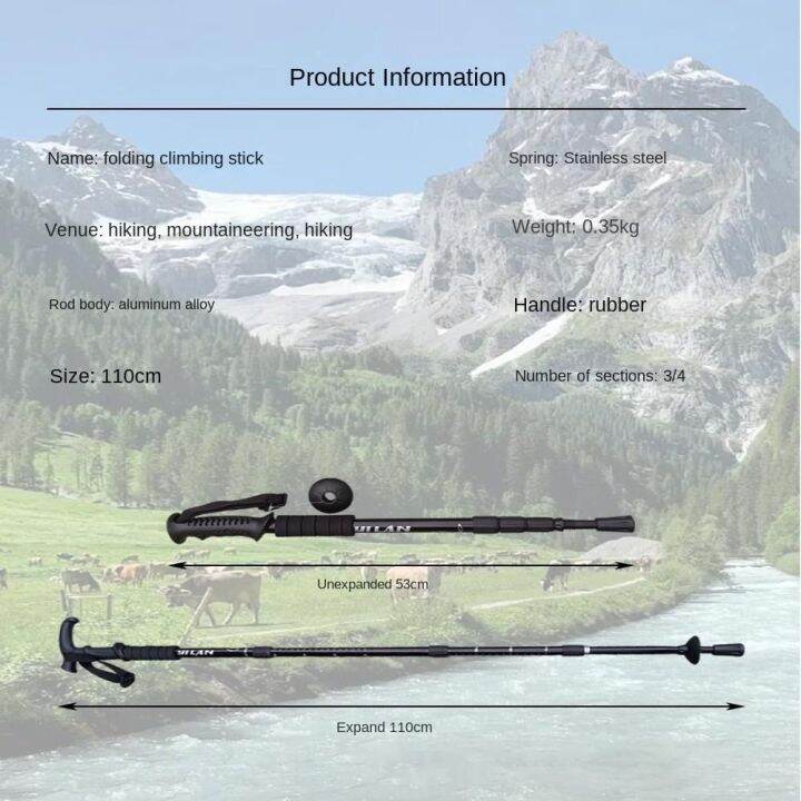 scape-ไม้ปีนเขาพับได้สำหรับปีนเขา-กันลื่นไม้เท้าเดินป่าอุปกรณ์เสริมการเดินทางผู้สูงอายุไม้เท้าเดินปีนเขาปีนเขา