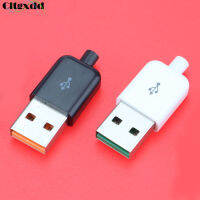 【Chat-support】 Online One Store Cltgxdd ขั้วต่อ USB แบบ DIY 2.0แบบปลั๊กตัวผู้แบบ4หมุดประกอบเต้ารับตัวแปลงการเชื่อมต่อพลาสติกสีดำขาว1ชิ้น