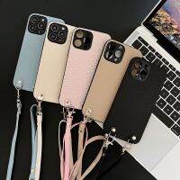 HTT สำหรับ iPhone 14 11 12 13 Pro Max XR XS X 7 8 Plus Crossbody เคสโทรศัพท์หรูหราสายคล้องไหล่ปกหนัง