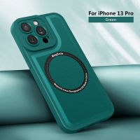 Magsafe เคสโทรศัพท์ชาร์จไร้สายแบบหรูหราสำหรับ iPhone 14 13 12 11 Pro Max 7 8 Plus XR XS Max X XS 7 8 SE 2020 ที่ครอบป้องกันเลนส์แบบแม่เหล็กเนื้อด้านนุ่ม