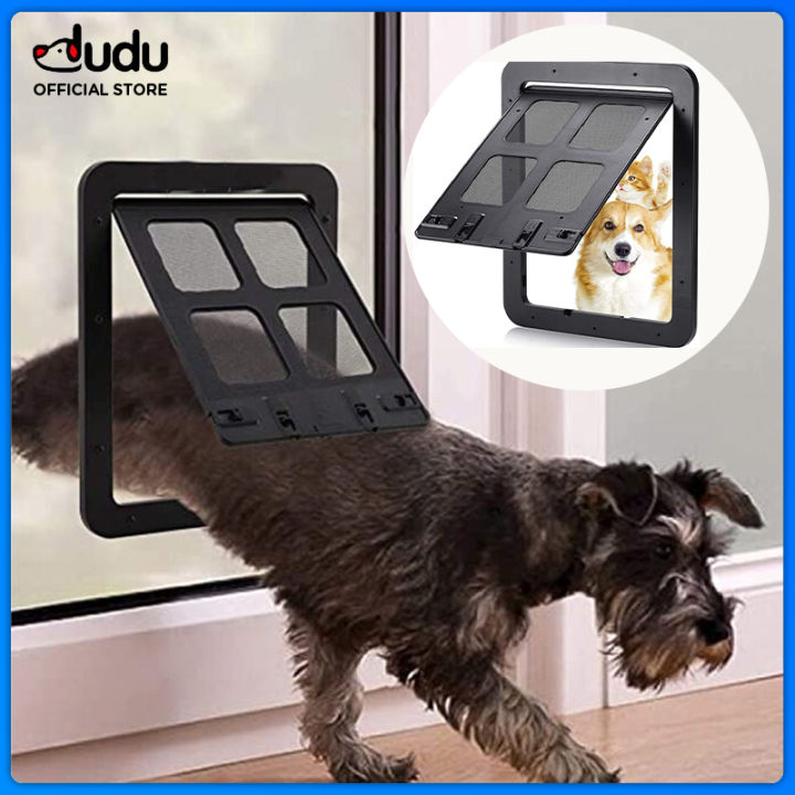 DUDU Pet Cat Dog Screen Door Home Lockable Sliding Cat Screen Door