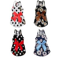 Summer Floral Bow Knot Dog Dress Pet Chihuahua Pug Princess Dress Wedding Pet Dressing Up Skirt Puppy Dog Pet Dog Outfits Dresses