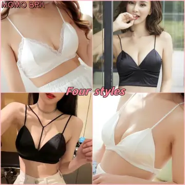 Luxury Ice Silk Bra Set Women Deep V Breathable Simple Bras Non