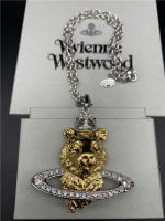 Vivienne Westwood แหวนเงินหัวสิงห์โตทอง Saturn Necklace-B8196