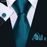 ◘✴◄ Teal Men Tie Blue Solid Necktie Gravat Handkerchief Set Silk Ties For Men Wedding Gift Business Barry.Wang Designer FA-5249