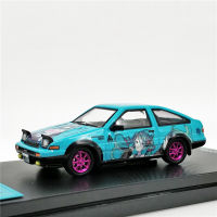 【NEW】 Sarkar Express รูปแบบเวลา1:64โตโยต้า AE86 Hatsune Miku Itasya ล้อสีชมพูรถโมเดล Diecast