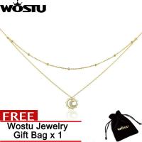 WOSTU Vintage 925 Sterling Silver Sun Moon Shape Double Layers Choker Necklaces Pendant for Women Silver Jewelry Making ZBSCN305 Dec