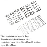 สปริงเหล็กสปริงขนาดเล็ก0.5*5*5-50มม.,สปริงดีดกลับแบบกลไกสำหรับสปริงขนาด5มม. 0.5x5x5-50มม. จำนวน10ชิ้น