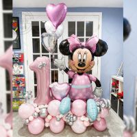 （koko party supplies）1SetBalloons Chain Set Big 3DAluminium Foil BalloonsPink Number1 2 3th Pink Silver Latex Baloon