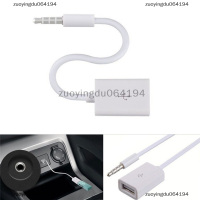 zuoyingdu064194 สายสัญญาณเสียงตัวผู้ AUX 3.5มม. เป็น USB สายแปลง2.0ตัวเมียสำหรับ MP3ในรถ