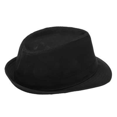 Black Fedora Plain Hat Outfit accessory for Gangster Fancy Dress