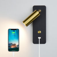 โคมไฟติดผนัง Led ในร่ม7W พร้อม USB Charge โคมไฟติดผนังห้องนอนห้องนั่งเล่น Nordic Modern Wall Light Aisle With Switch Wall Sconce