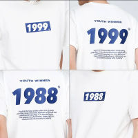 ฤดูร้อนผู้ชายเสื้อยืดผ้าฝ้ายเสื้อ1980-2022ปีพิมพ์ที่เรียบง่ายแขนสั้นหลวมคู่สบายๆฮาราจูกุ O-คอท็อปส์ Tee เสื้อยืด