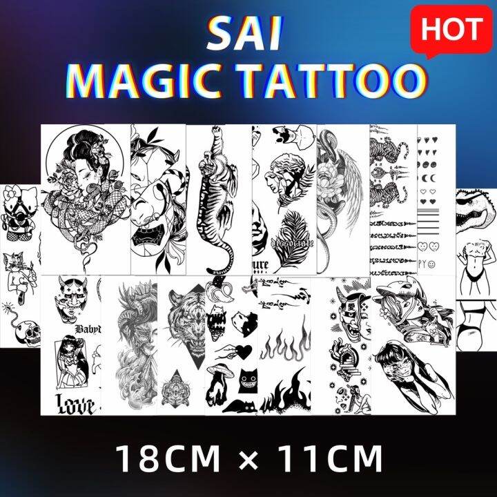 ⊕ SAI MAGIC TATTOO Lasts to 2 weeks 18CM×11CM Tattoo sticker waterproof ...