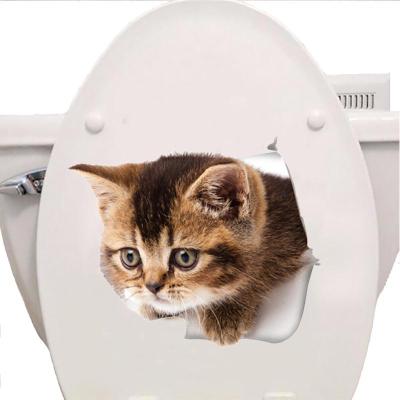 3D Cats Wall Sticker Hole View Toilet Stickers Bathroom Living Room Home Decor Animal Vinyl Decals Art cute Sticker Wall Poster