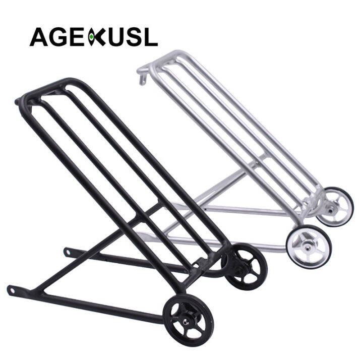 Aceoffix Bike Rear Rack Cargo Racks With Easy Wheels For Brompton 3