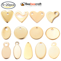 Beebeecraft 5-20 PC 304 สแตนเลสเปล่าปั๊มข้อความ Word Tag จี้แบนรอบ Charms สำหรับเครื่องประดับ DIY ทำ