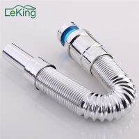 LeKing 37-77cm Kitchen Sewer Pipe Flexible Bathroom Sink Drains Downcomer Wash Basin Electroplated Plumbing Hose Pipe Tube