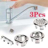 3Pcs Sink Hole Round Overflow Cover Ceramic Pots Basin Sink Overflow Covers Overflow Drain Cap Kitchen Hotels Bathroom Accessory Showerheads