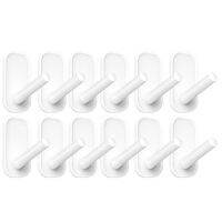 Hooks for Hanging, Heavy Duty Wall Hooks, Towel Hooks for Bathrooms 12 Value Pack, Frosted Strips Hooks White Decorate