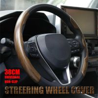 1 Pair Car Steering Wheel Cover Plastic Wood Grain Anti Slip Grip Trim Car Accessories Protector Cover 37 38 Cm Universal