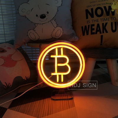 Bitcoin Neon Light USB Charging Bar Home Bedroom Nightclub Atmosphere LED Creative Table Decor Light Desk Lamp Wall Decor