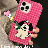 For IPhone 14 Pro Max IPhone Case Thickened TPU Soft Case Clear Case Airbag Shockproof Protection Camera Pink Dog Compatible for 13 Pro Max