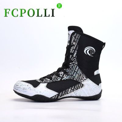Fcpolli Men Fighting Shoes High Top Wrestling Sneakers for Mens Anti Slip Boys Boxing Boots Brand Fashion Boxing Fighting Boots