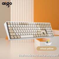 Aigo A108 Gaming Mechanical Keyboard 2.4G Wireless USB Type-c Wired Yellow Switch 110 Key Hot Swap Rechargeable Gamer Keyboard