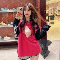 High Quality Chrome Heart CH official website black and red color matching long-sleeved T-shirt pure cotton pullover sweater