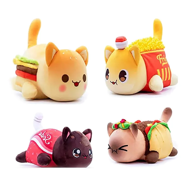 Meows Aphmau Plush Doll Coke French Fries Burgers Bread Sandwiches