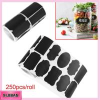 XIJIBAN 250pcs/roll ครัว กระดานดำ เครื่องเทศ สติ๊กเกอร์ฉลาก แท็กขวด ป้ายกระดานดำ ปากกามาร์กเกอร์