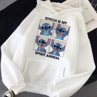 Disney Hooded Sweater Cartoon Cute Stitch Pattern Loose Casual Hoodie Student Sweatshirt Long Sleeve Streetwear Women Clothes Size Xxs-4Xl