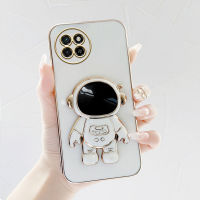 AnDyH Case For Tecno Camon 20 Pro Itel S23 Case With Astronaut Folding Stand Fashion Solid Color Luxury Chrome Plated Soft TPU Square Phone Case Full Cover Camera Protection Casing Anti Gores Rubber Cases For Girls