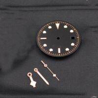 ✗✜✼ 30.5mm Steel Black Watch Dial Plate with Rose Gold Hands Kit Replacement For ETA 2824 2836 Watches Movement Repair Tool parts