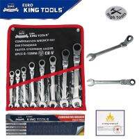 EURO KING TOOLS ประแจแหวานข้าง (คอพับได้) 8 ตัวชุด ปากตาย แหวน ชุดประแจรวม เครื่องมือช่าง ประแจ ชุดบล็อก