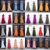 12306 Maxi Dress แม็กซี่เดรส กระดุมหน้า สีพื้น Maxi Dress Button Front Solid Color