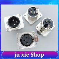 JuXie store 1pcs XLR 3pin Male or Female Panel power mount Socket Audio Microphone Jack Plug Connector silver Copper Contact XLR Metal