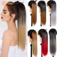 MEIFAN Synthetic Long Straight Ombre Curly Ponytail for Women Ribbon Drawstring Tied to ponytail Extension Natural Fake Hairpiec Wig  Hair Extensions