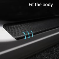 Carbon Fiber Car Door Sill Anti kick Sticker Scuff Scratch Auto Door Threshold strip Tape Waterproof Protect Film Accessories Bumper Stickers Decals M