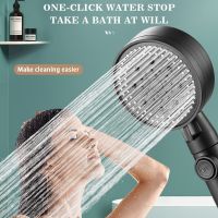 5 Modes Black Bath Shower Head Rainfall High Pressure Water Saving Adjustable Showerhead Holder Stop Button Bathroom Accessary Showerheads