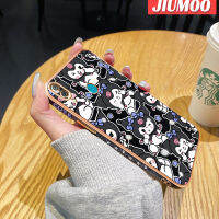 JIUMOO เคสสำหรับ Huawei Y7 2019 Y7 2019ชั้นหนึ่งเคสการ์ตูน Happy Kuromi ใหม่กรอบสี่เหลี่ยมเคสพื้นผิวชุบซิลิกาเจลนิ่มกันกระแทกเคสมือถือฝาครอบป้องกันเลนส์กล้องถ่ายรูปทั้งหมด