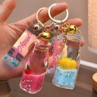 【hot】 Cartoon into the Bottle Design Fruit Keychain Men and Car Decorations Wholesale