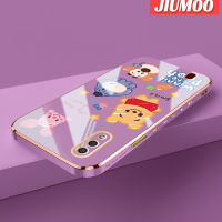 JIUMOO เคสปลอกสำหรับ Samsung กาแล็คซี่ A01ลายการ์ตูนยิ้มสัตว์ใหม่กรอบพื้นผิวสี่เหลี่ยมแบบนิ่มซิลิกาเจลกันกระแทกเคสมือถือรวมเลนส์กล้องถ่ายรูปฝาครอบป้องกันทั้งหมด