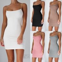 2023 S-5XL Summer New Pure Color Sundress Sexy Spaghetti Strap Camisole Mini Dress Women Club Party Dresses Bodycon Club Dress