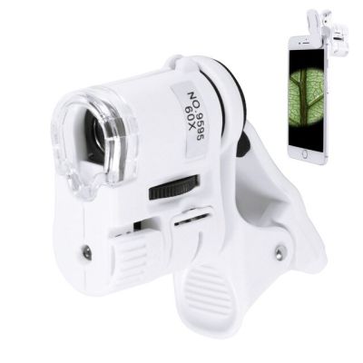 คลิปกล้องไมโครซูมเลนส์แมโครไมโครสโคปโทรศัพท์มือถือ60X อเนกประสงค์พร้อมกล้องจุลทรรศน์แว่นขยายโทรศัพท์ไฟ LED