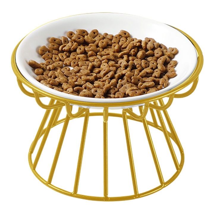 feeding-anti-vomit-home-food-water-pet-supplies-small-dog-with-metal-stand-non-spill-fish-bone-pattern-whisker-friendly-wet-dry-wide-shallow-ceramic-cat-bowl