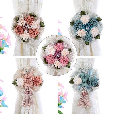 【cw】 Carnation Flowers Curtain Tieback Lovely Creative Home Decor Bedroom Holdback Clip Buckle Room Accessories